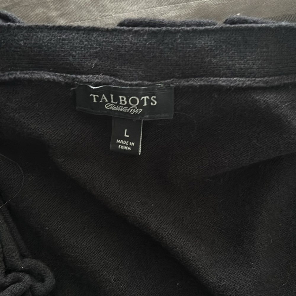 Talbots Ruffle Front Black Wool Blend Cardigan - Picture 6 of 6